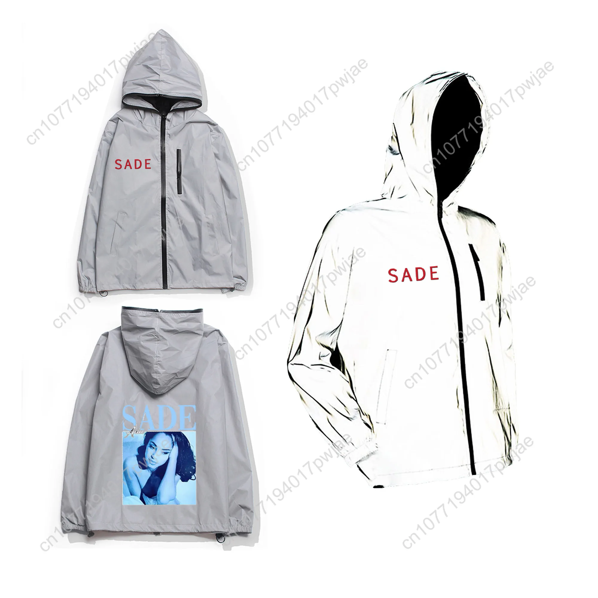 Singer Sade Adu Reflective Jacket Mens Womens Coat Hooded Windbreaker Run Pocket Jackets Hiking Zipper Customized Hoodie