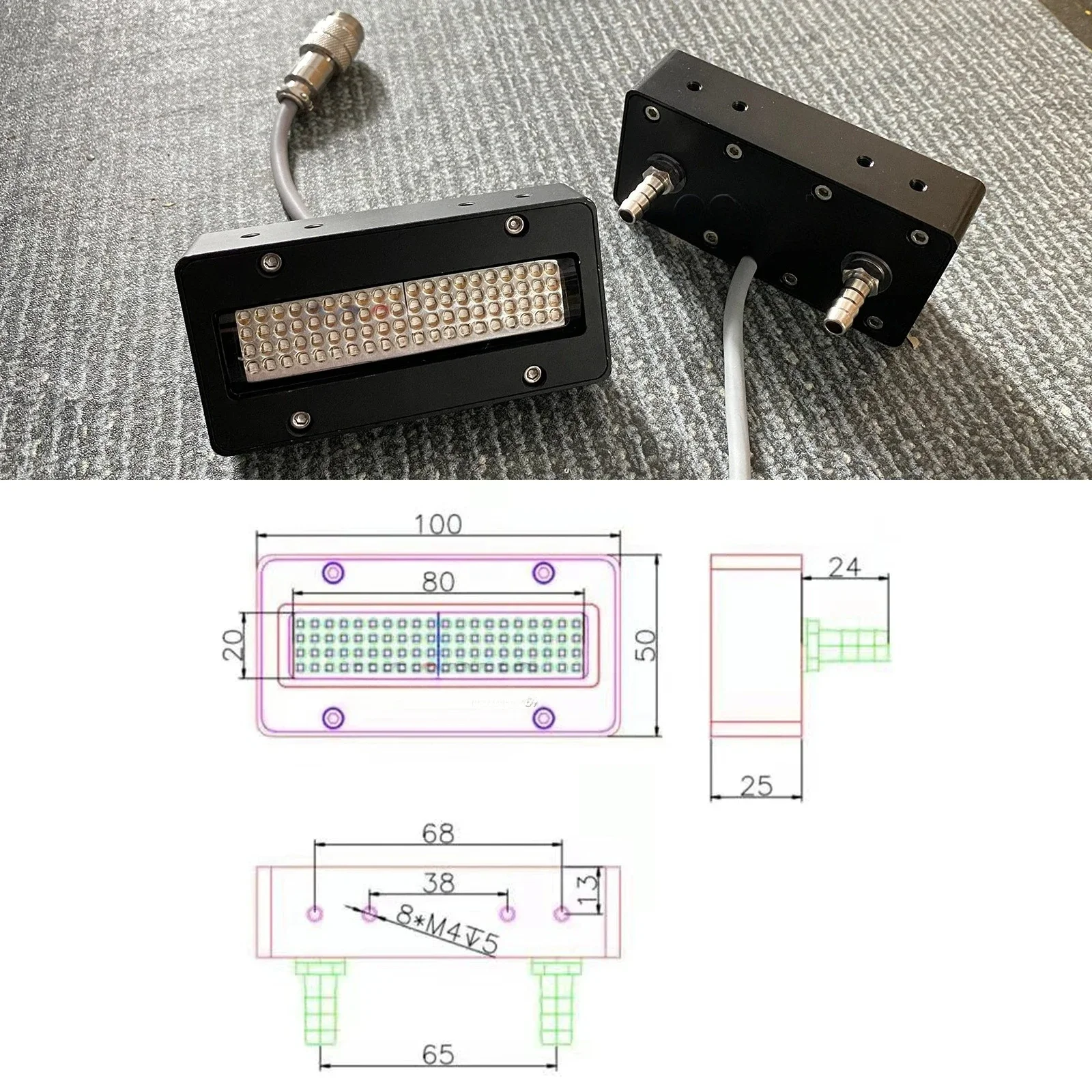 Sistema de Refrigeración por Agua con Lámpara LED UV para Epson I3200 I600 XP600TX800 DX5 DX7, Refrigeración de Doble Cabezal W8020280B-01