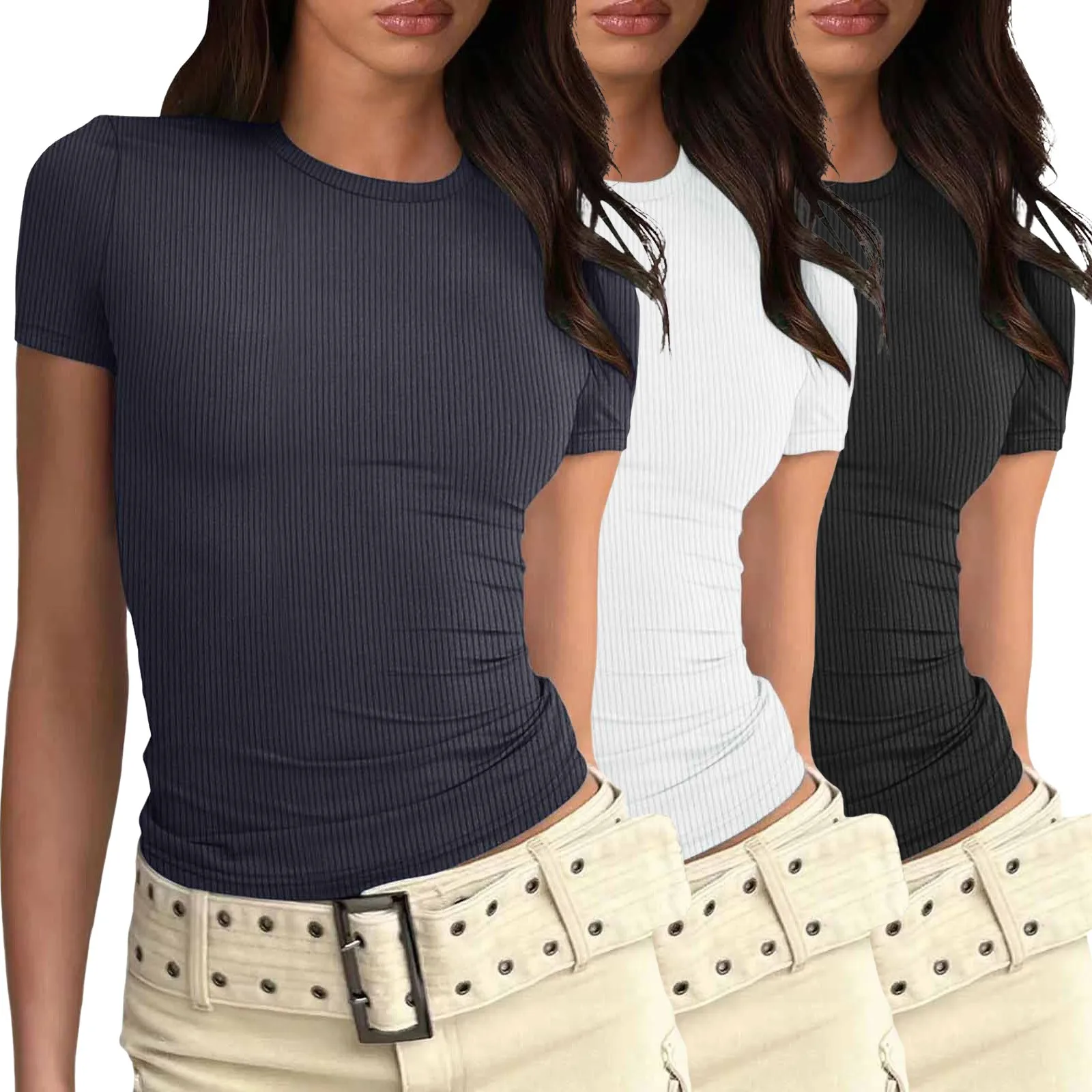 Imagem -02 - Tops Esportivos Slim Fit para Mulheres Manga Curta Camiseta Básica para Verão Camiseta Y2k Roupas Casuais Blusa Feminina Peças