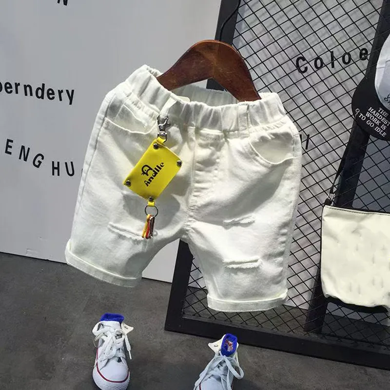 

Kids Boys' Summer Shorts 2026 New Style Children's Baby White Punched 5-point Pants No Accessories