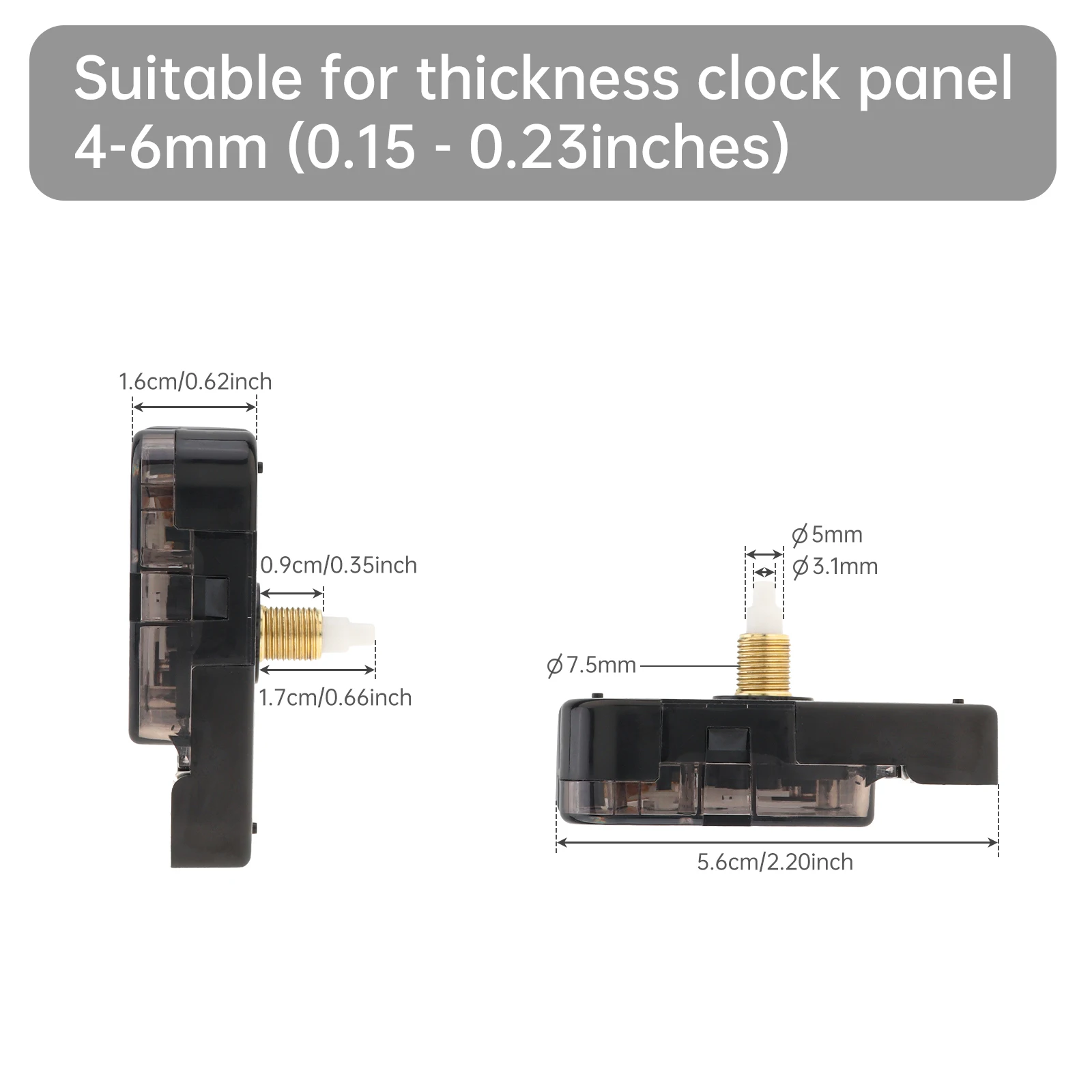 17mm Shaft Length Quartz 12888 Silent Clock Movement Replacement for Wall Clock with Metal Hook,Operated Wall Clock Repair Tools