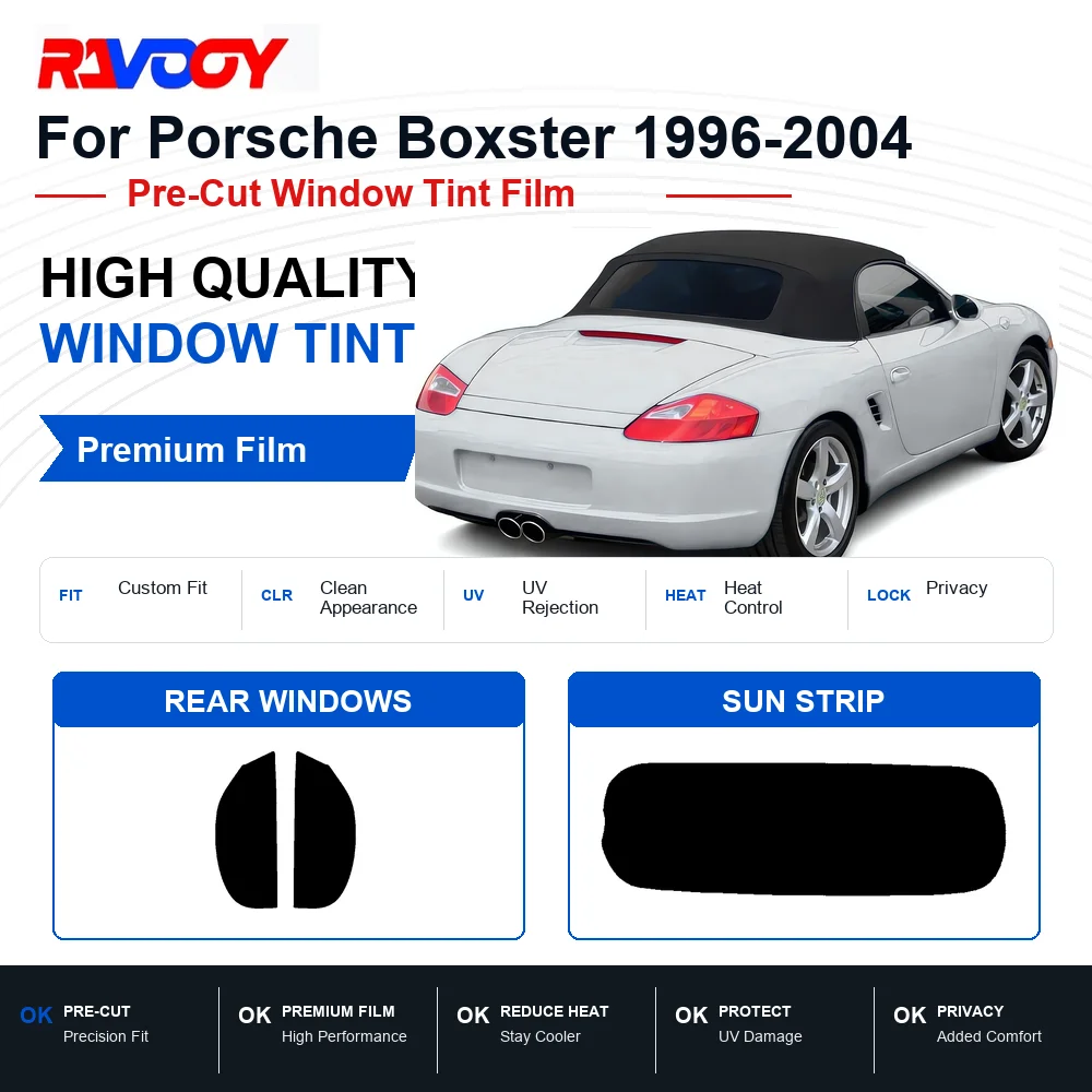 Premium Pre-Cut Window Tint For Porsche Boxster 1996-2004 Front & Rear Windows UV Heat Rejection Privacy Film