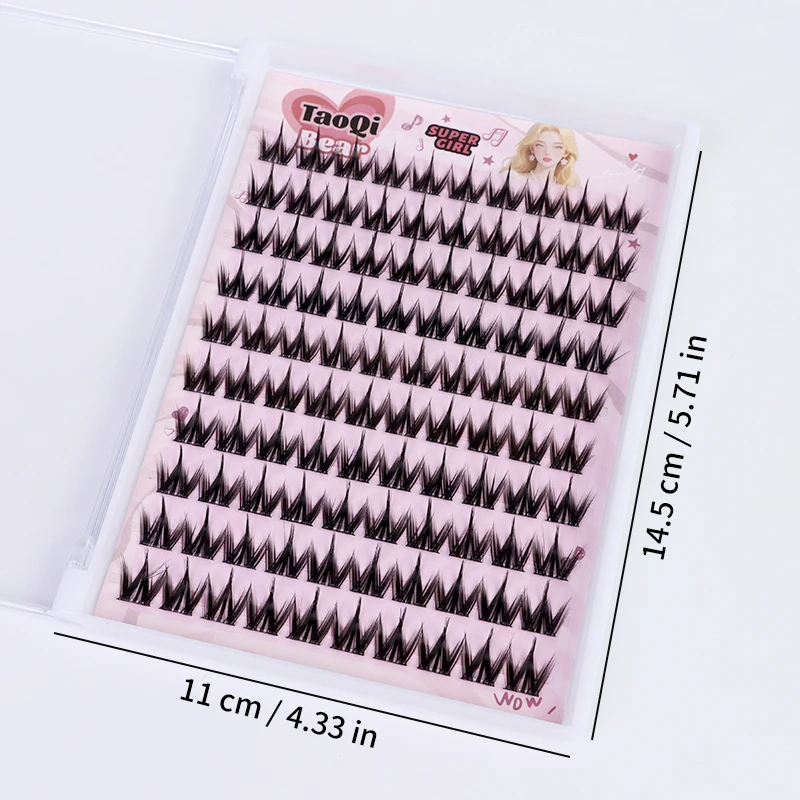 100束入り、高密度、接着剤不要、クラスターつけまつげ、セルフ接着、セクションタイプ、ナチュラルスタイル、マンガ風、フォトジェニック