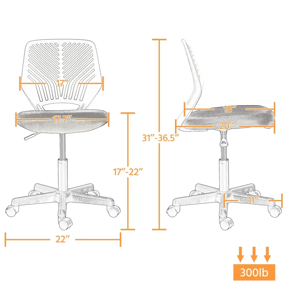 SMILE MART-silla de oficina ajustable sin brazos, respaldo medio, color negro