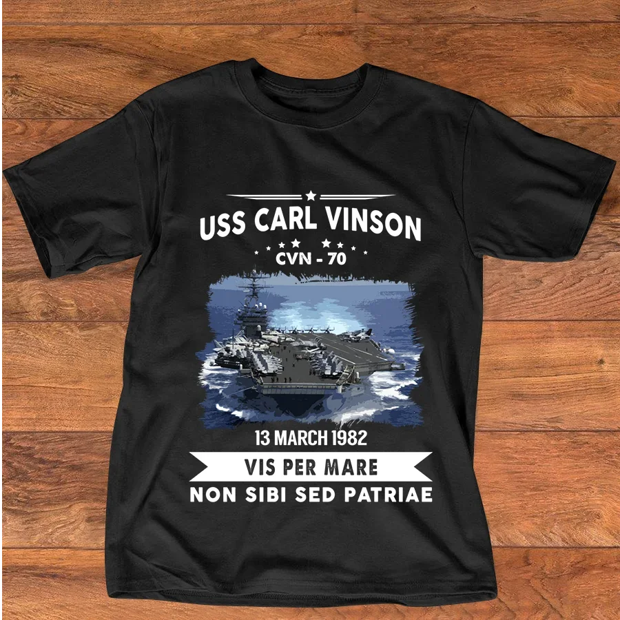 

USS Carl Vinson CVN-70 Aircraft Carrier T-Shirt 100% Cotton O-Neck Short Sleeve Casual Mens T-shirt Size S-3XL Proud T-Shirt.