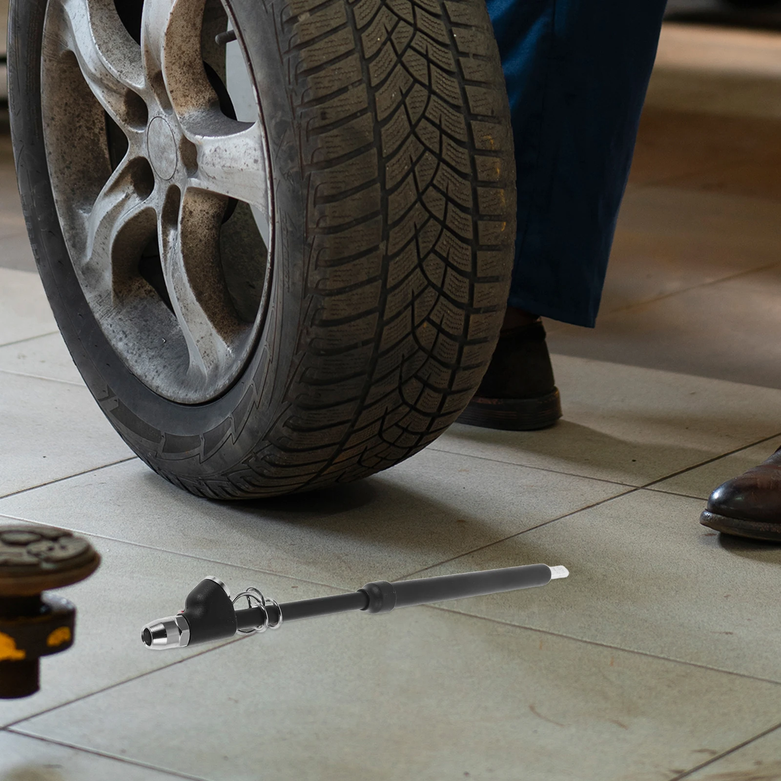 

Heavy Duty Tire Pressure Gauge Black Metal Precision Measurement For Trucks Construction Vehicles Car Accessories Manual Dually