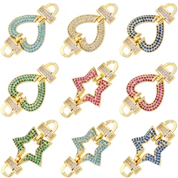 Juya DIY 18K Vergulde Liefde Hart Ster Charms Connector Sluitingen Accessoires Voor DIY Vrouwen Mannen Mesh Kettingen Kralen Sieraden maken