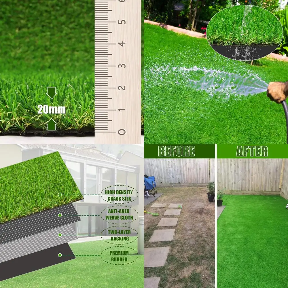 

8' x 20' Artificial Turf Mat with Drainage Holes for Pet Areas, Suitable for Indoor and Outdoor Use