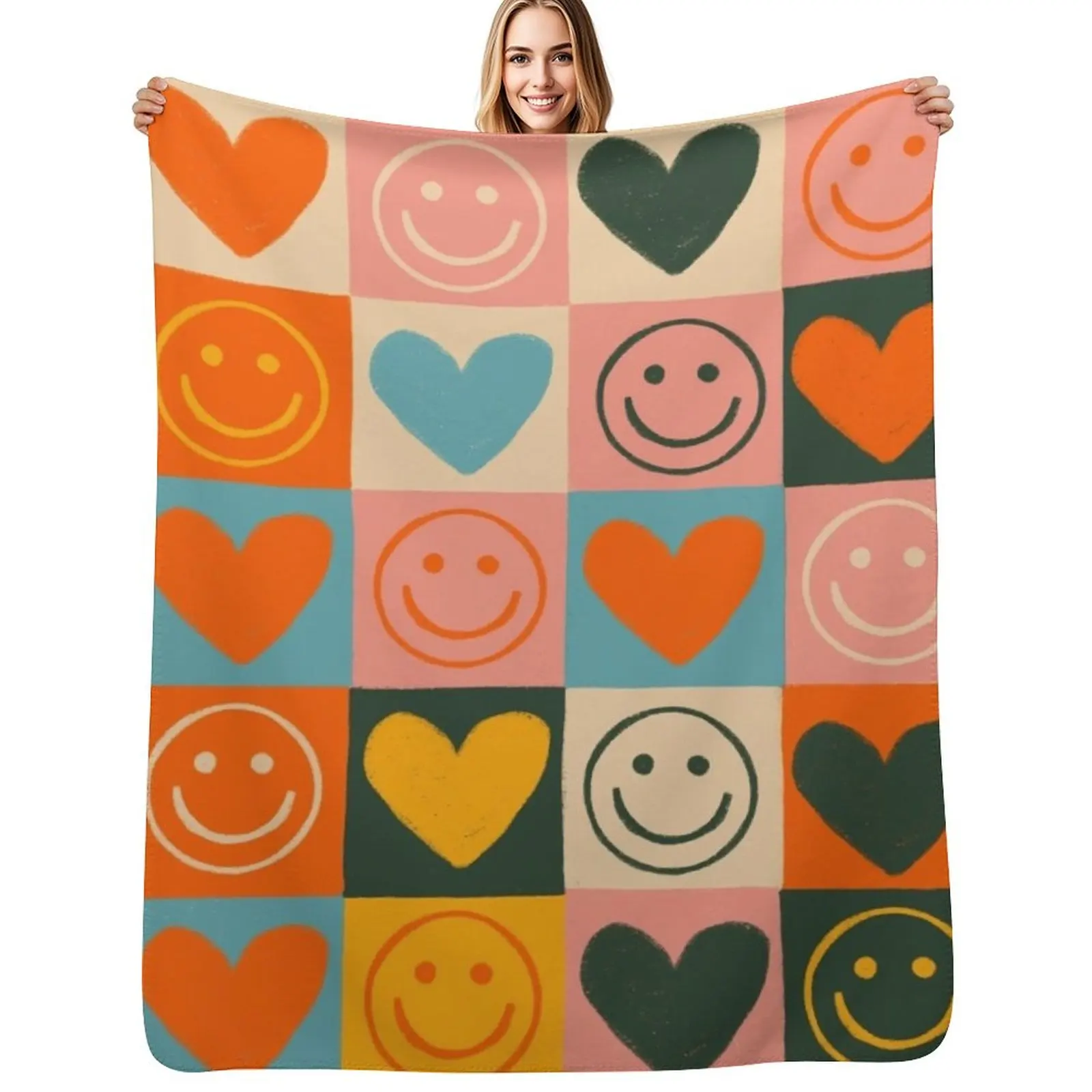 

Happy love Throw Blanket blankets ands Hairy Blankets For Sofas Blankets