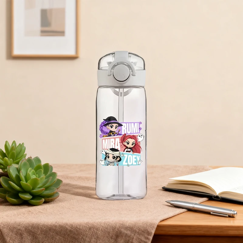 

400ml KPop Demon Hunter Transparent Water Cup Tough Drop Resistant Water Cup Cartoon Pattern Water Bottle Children Birthday Gift