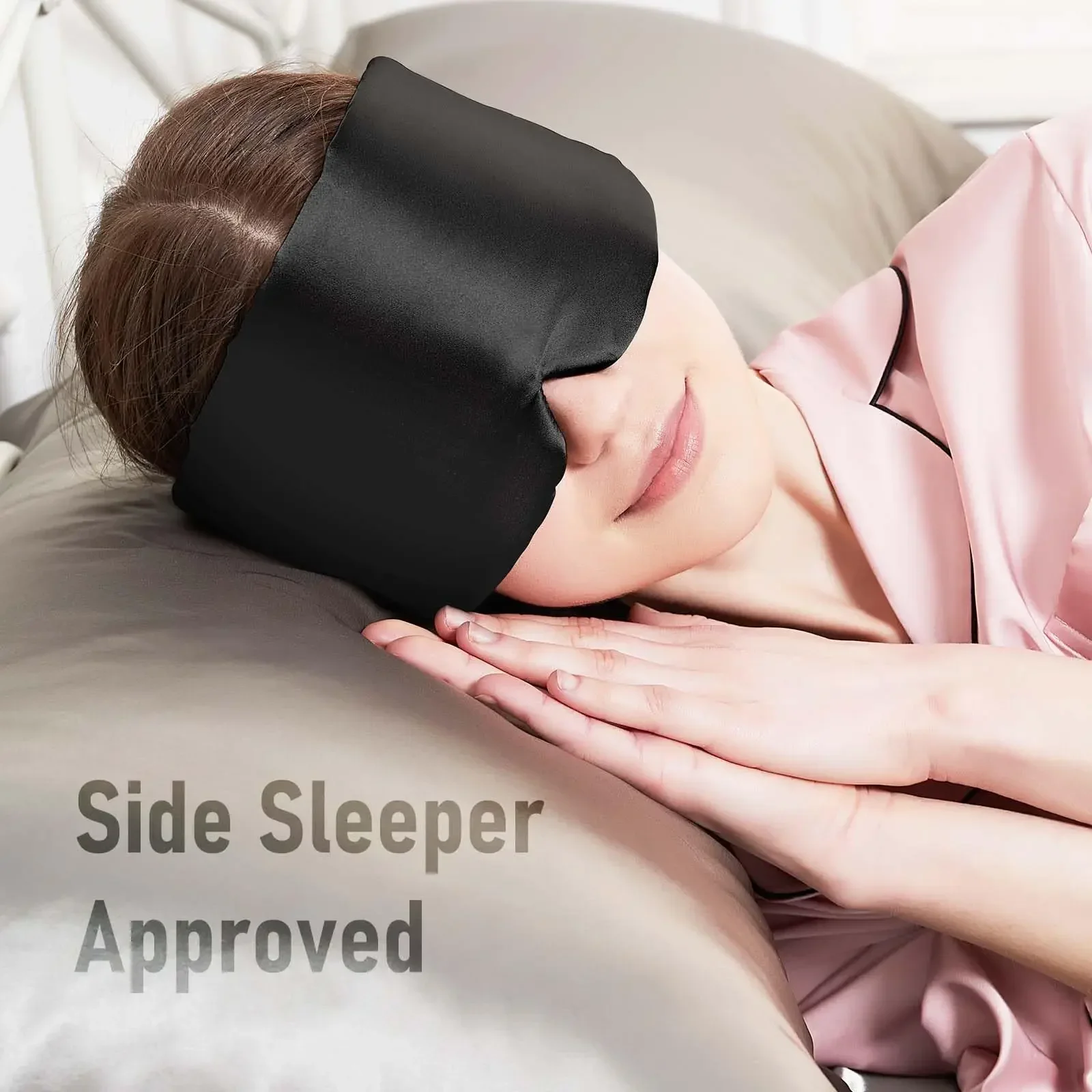 Silk Sleep Mask for Women Men,Mulberry Silk Eye Sleeping Mask&Blindfold with Adjustable Strap,Blackout Eye Cover for SleepTravel