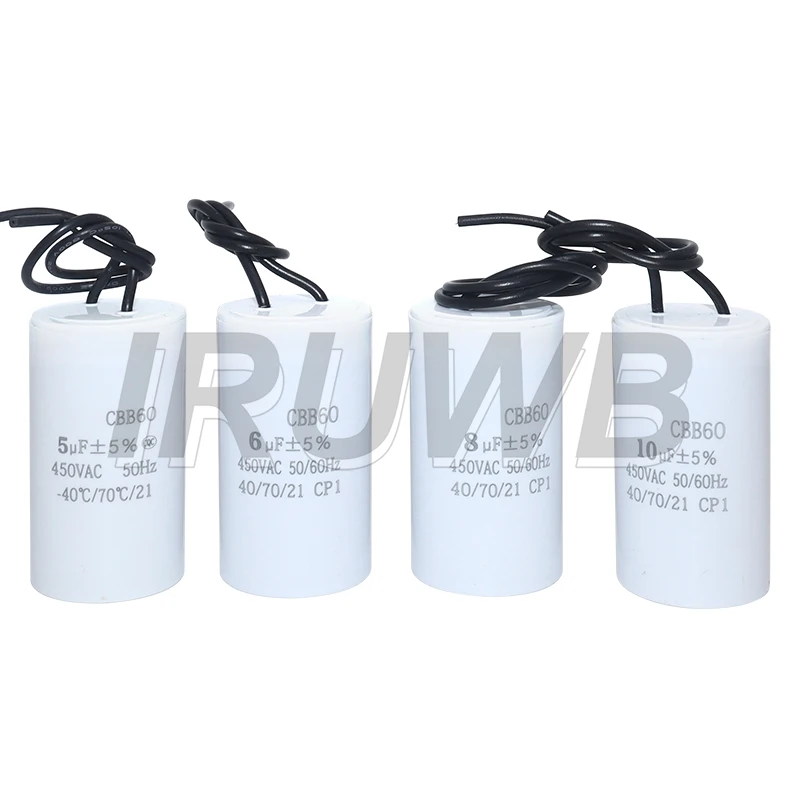1pc CBB60 Motor Run Capacitors 450VAC Starting Capacitor 5% for Washing Machine 450V 3UF 4UF 5UF 6UF 8UF 10UF 12UF 15UF 18UF 20U