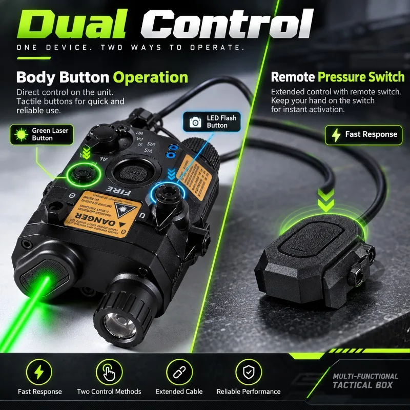 Dual Control Rat‑Tail Accessory Alloy PEQ15 Red Green Indicator Fit M300A M600C Flashlight Hobby Supplies