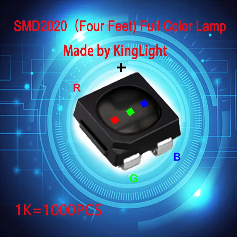 Kinglight SMD2020 full color LED lamp of four feet used for LED display maintenance，indoor RGB components for display