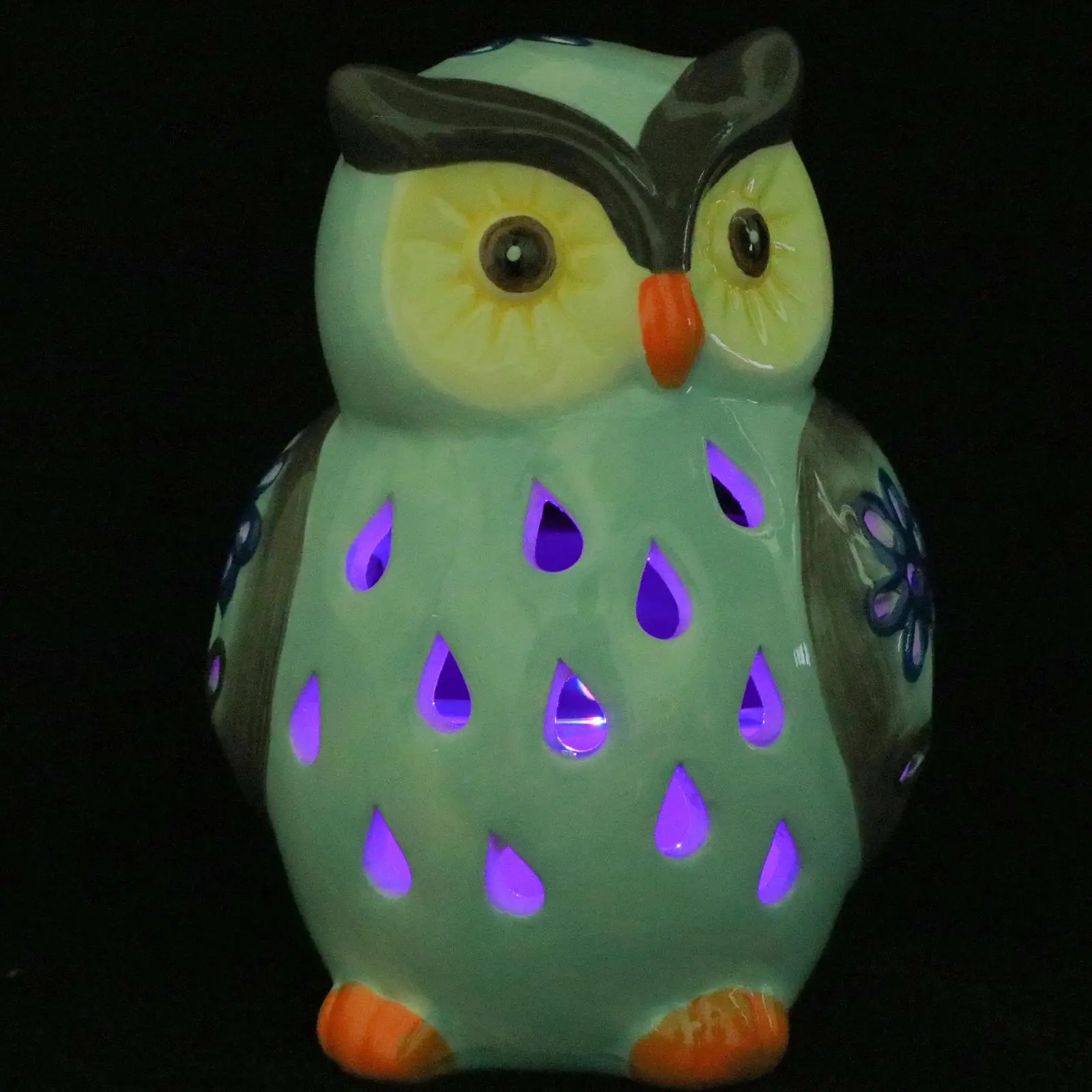 

Blue outside Garden Decking Lamp Shaped Solar LED Night Light Outdoor Resin Owl Powered