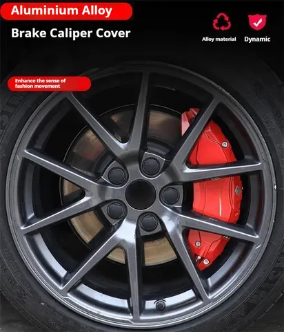 Tesla Model 3 2019-2023 브레이크 캘리퍼스 커버 스티커가있는 4 개의 캘리퍼스 커버 세트 알루미늄 합금 액세서리