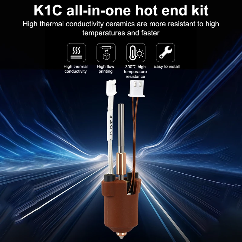 For Creality K1C K1 Max Hotend Ceramic Heating Block Kit Heat Break Resistance Hotend 3D Printer Parts Quick-Swap Nozzle Kit