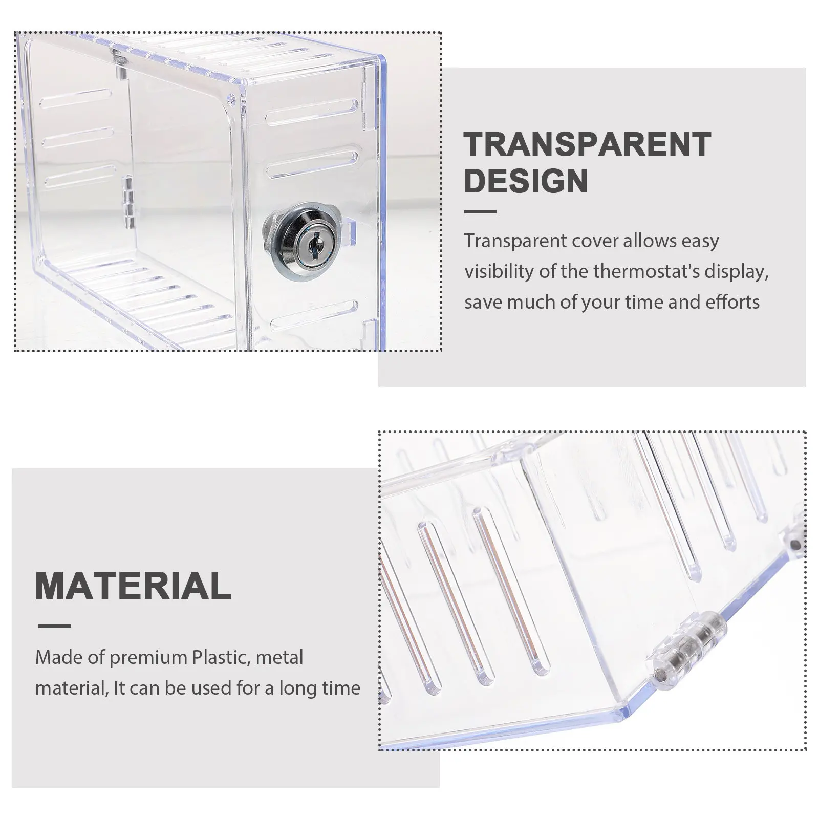 1Set Wall Thermostat Lock Box Plastic Transparent Guard with Key Control Panel Cover Thermostat Protective Lockable