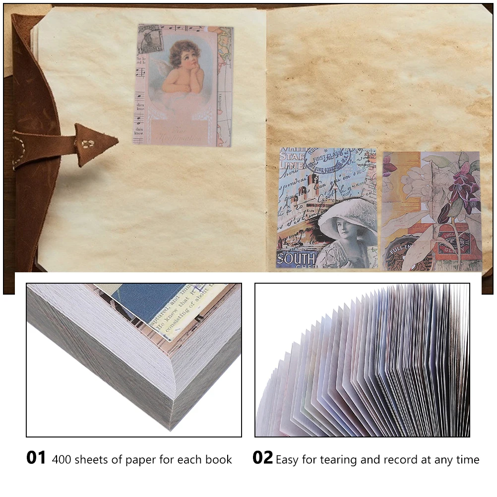 2 قطعة كتب القصاصات خمر الرجعية المجلات ورقة مجموعة كتيبات المحمولة للإبداعية DIY بها بنفسك ألبومات سكرابوكينغ القرطاسية