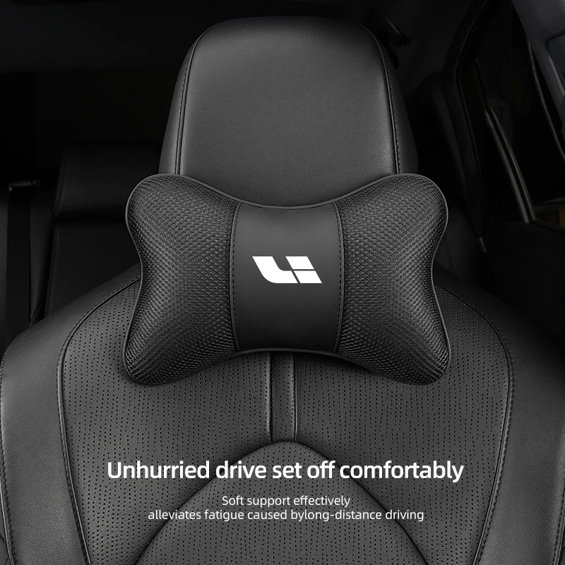 Atmungsaktives Nackenkissen aus Eisseide für die Auto-Kopfstütze mit Auto-Logo, Innenraumzubehör für Leading Ideal LiXiang L9 L8 L7 L6 i8 ONE MEG