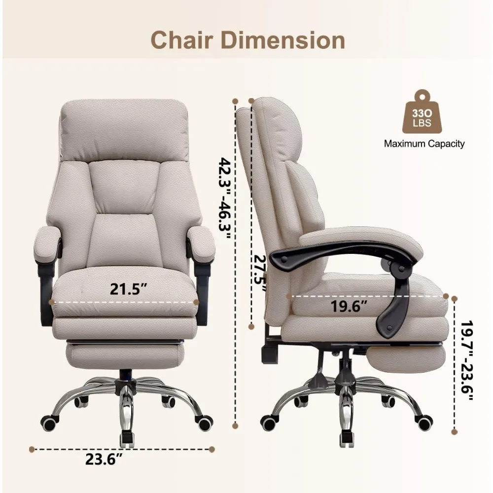 Kursi kantor ergonomis sandaran tinggi dengan sandaran kaki untuk meja eksekutif, nyaman untuk bermain game komputer dan penggunaan kerja berputar
