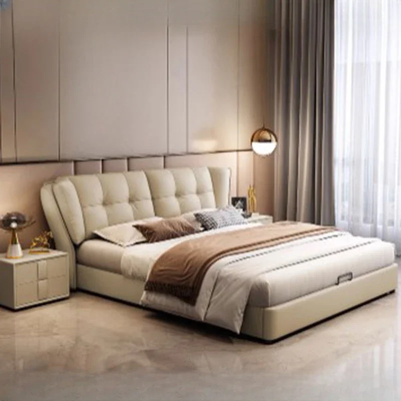 Support Luxury Double Bed Wooden Nordic Unique King Size Frame Double Bed Modern Unique Cama Matrimonial Bedroom Furniture