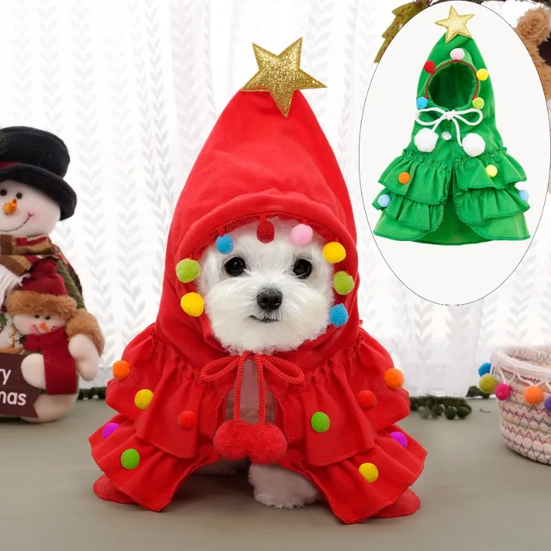 

Dog Cloak Pet Cape and Shawl Christmas Dog Christmas Puppy Cosplay Santa Tree Costume Happy Festival Puppy Cat Coat Supplies