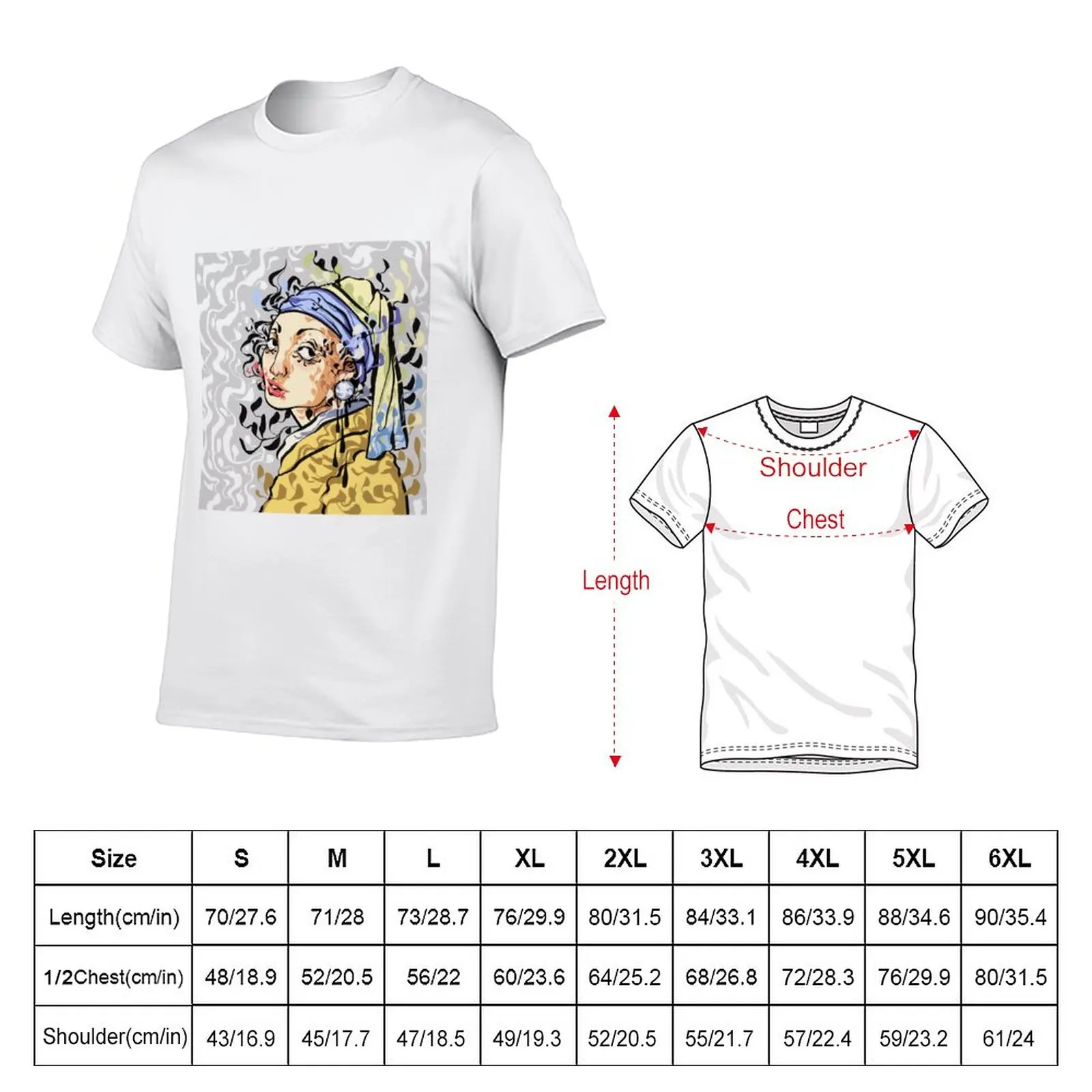 New Girl With a Pearl Earring T-Shirt Tee shirt korean fashion mens graphic t-shirts anime