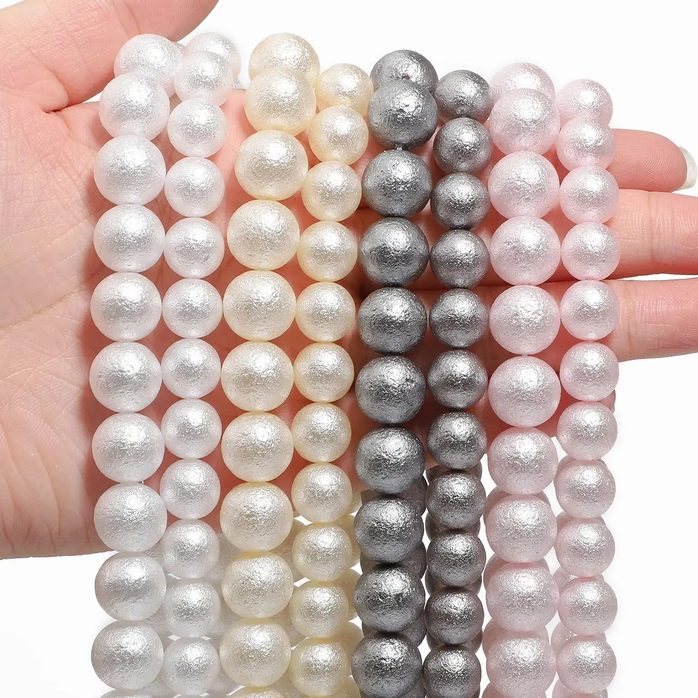 4-12mm Matte Imitation Pearl Shell Beads Wrinkled Glass Beads Round Loose Beads For Jewelry Making Diy Bracelets Accessories