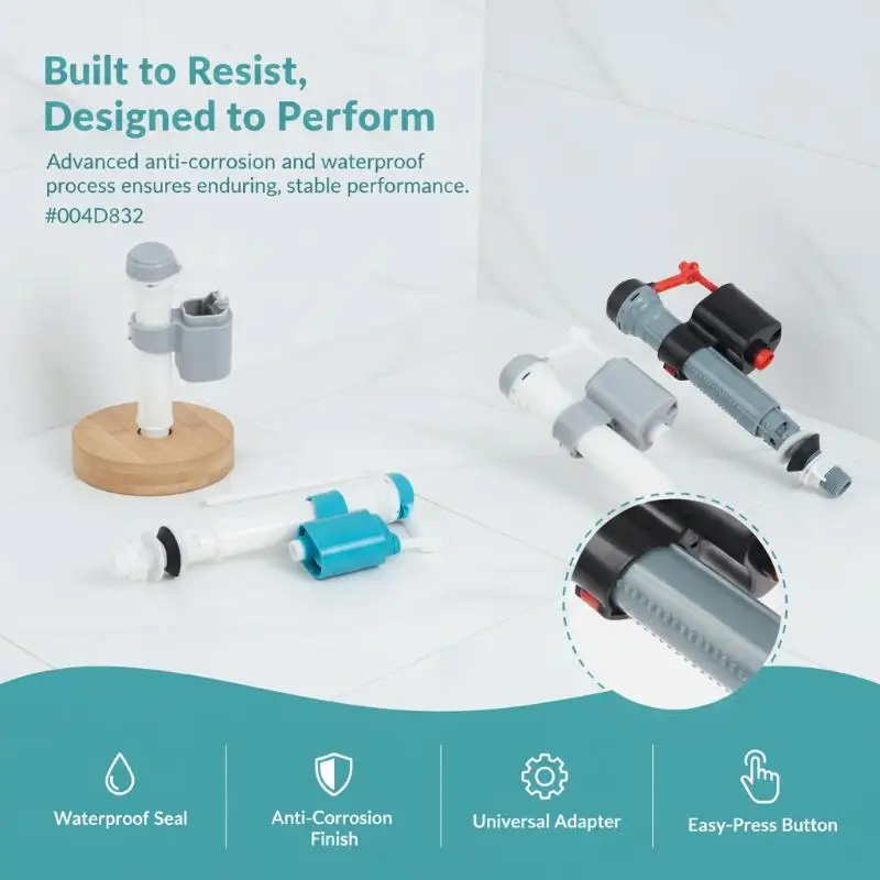 Toilet Fill Valve Adjustable Height Anti Leak Universal Compatible Replacement Water Inlet Valve for Home Bathroom Use