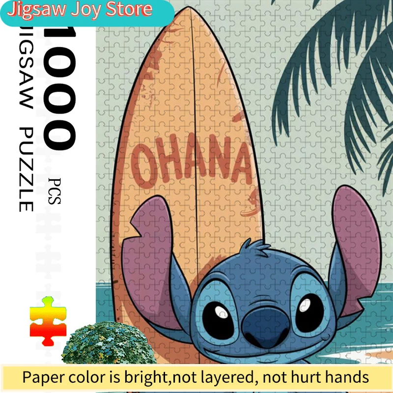 

1000pcs Colorful Stitch Ohana Jigsaw Puzzle | Vibrant Abstract Design, Cartoon Ohana Pattern, Challenging & Entertaining, Fami