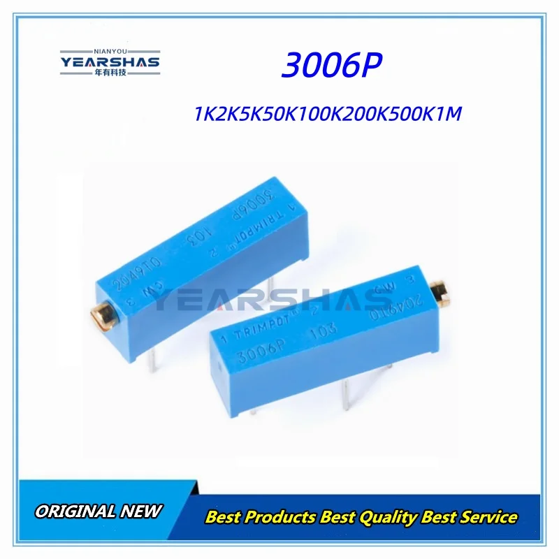 

25p Trimmer Potentiometer Resistor 3006P 100Ohm to 500K Ohm Range Various Resistances including 102 103 104 1K 2K 5K 10K 20K 50K
