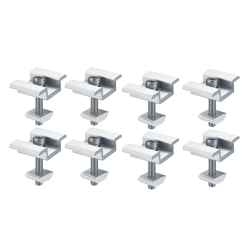 ABSJ-8Pack دعامات تركيب الألواح الشمسية، مشابك نهاية الألواح الشمسية، مشابك مركزية، لوحدة الطاقة الشمسية الكهروضوئية