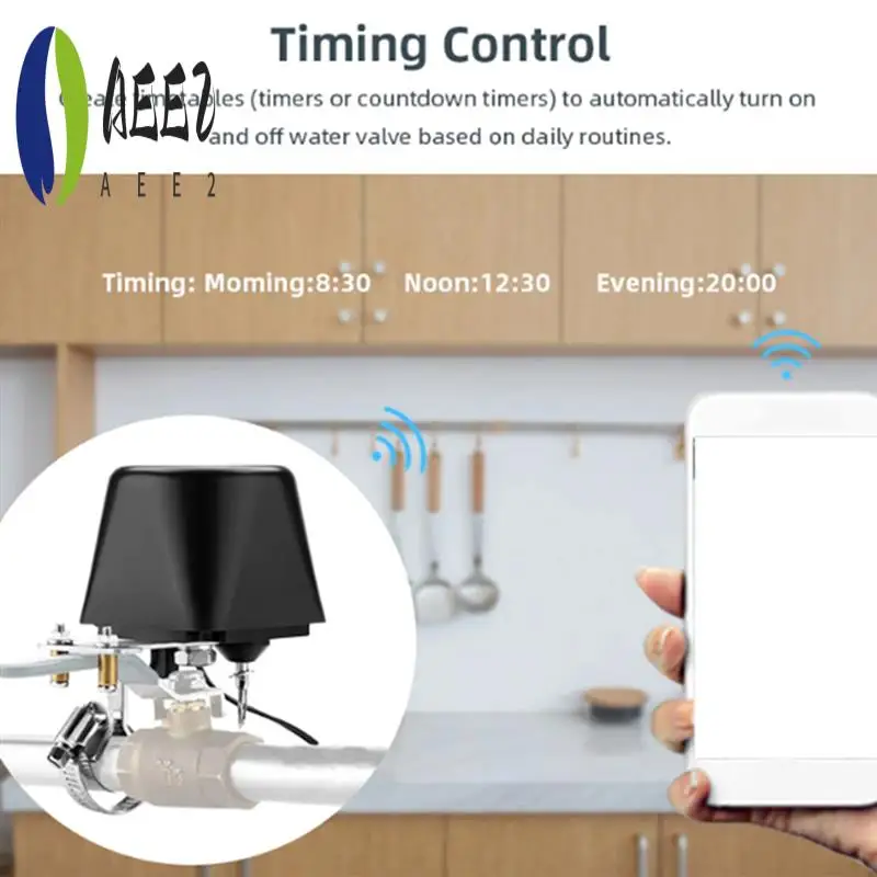 

AEE2-Tuya Smart Zigbee 3.0 Водяной клапан Газовый клапан Механический переключатель клапана Управление клапаном Bluetooth (вилка AU)