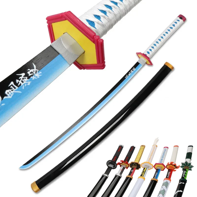 

Demon Slayer Katana 104cm Giyuu Blue Role-playing Weapons Props with Sword Holder and Belt 1: 1 Replica Japanese Samurai Sword