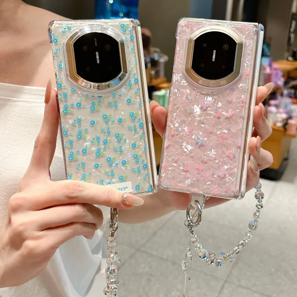 

Floral Pattern For HuaWei Mate X3 X5 6 X7 Phone Case Magnetic Hinge Bracelet Protective PC Hard Shell (Only Back Cover)