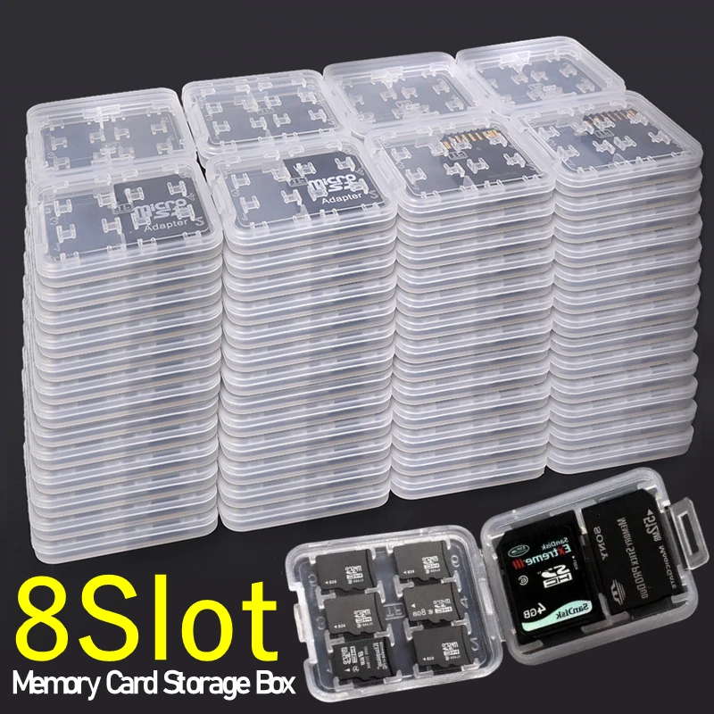 1/5Pcs 8Slots Micro SIM TF SD HC MSPD Memory Card Protecter Box Storage Card Holder Anti Lost Case Computer Office Supplies New