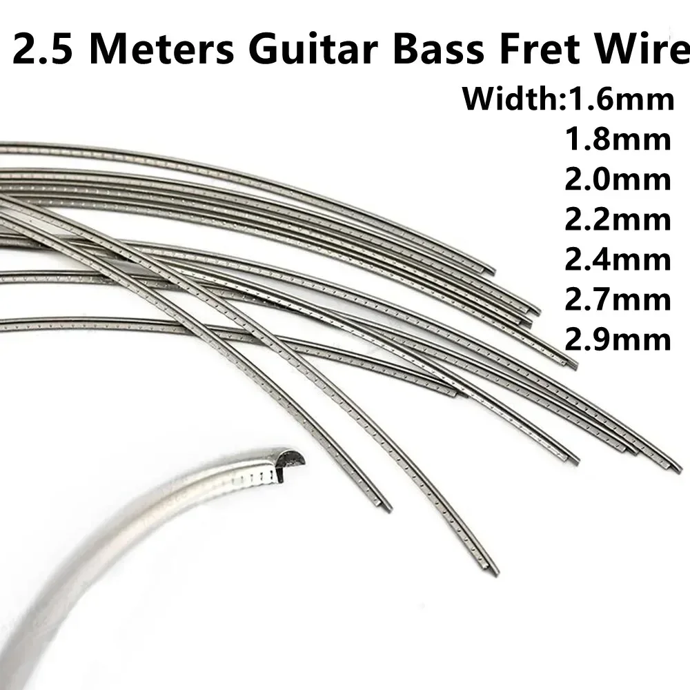 1×2.5 Meter Cupronickel Electric Bass Guitar Fret Wire Copper- Nickel Alloy 8FT Bass Guitar Fingerboard Fret Wire 1.6MM~2.9MM