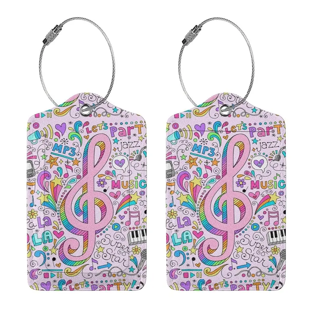 

2 Pcs Music Note Luggage Tags for Suitcase, Unique Colorful Carnival Gifts for Privacy Cover ID Label with Stainless Steel Lo