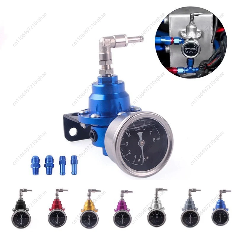 

Adjustable Fuel Pressure Regulator, Aluminum Alloy Fuel Booster, Pressure Regulator with Pressure Gauge
