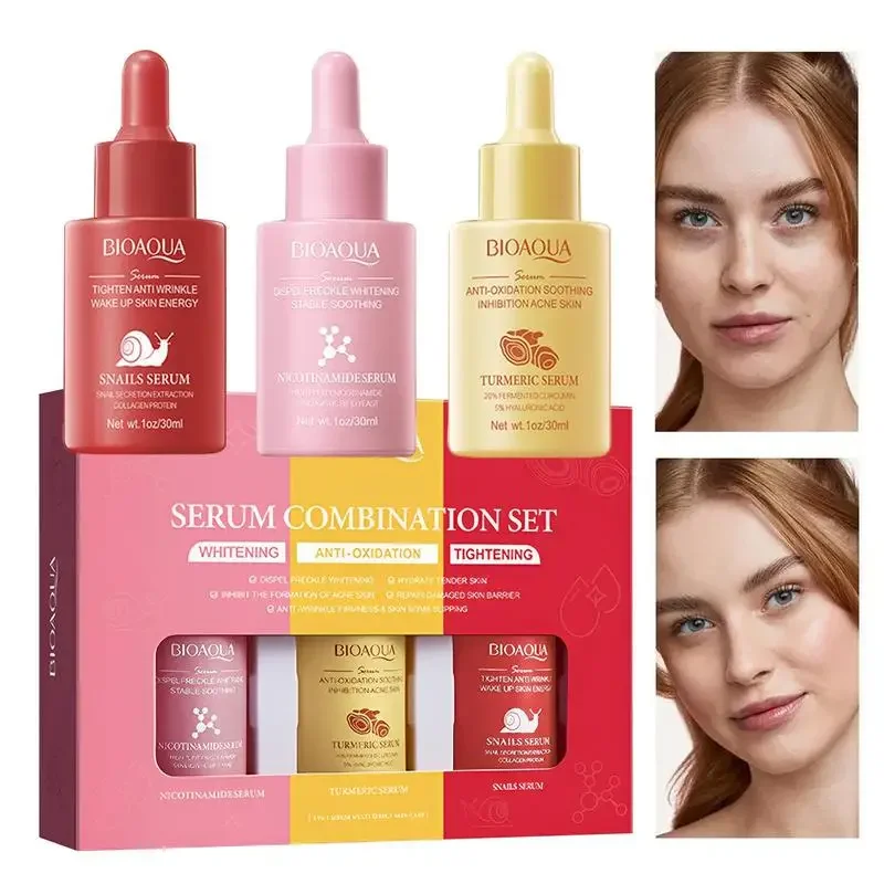 Facial Firming Serum Snail Turmeric Niacinamide Whitening Essence Anti-aging Fade Fine Lines Moisturizing Serum Skin Care  3pcs