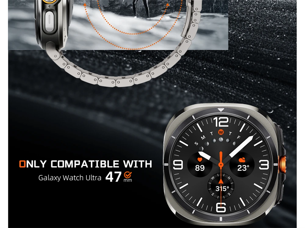 LULULOOK Titanarmband für Samsung Galaxy Watch Ultra 2 47mm, DLC-Beschichtung, 24 mm Breite, Ersatz-Uhrenarmband für Galaxy Watch Ultra – Detail 5