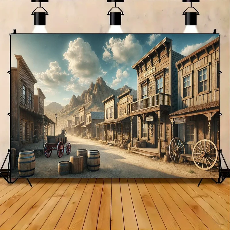 1 Western town background banner, suitable for multifunctional decoration of parties, studios, and outdoor celebrations