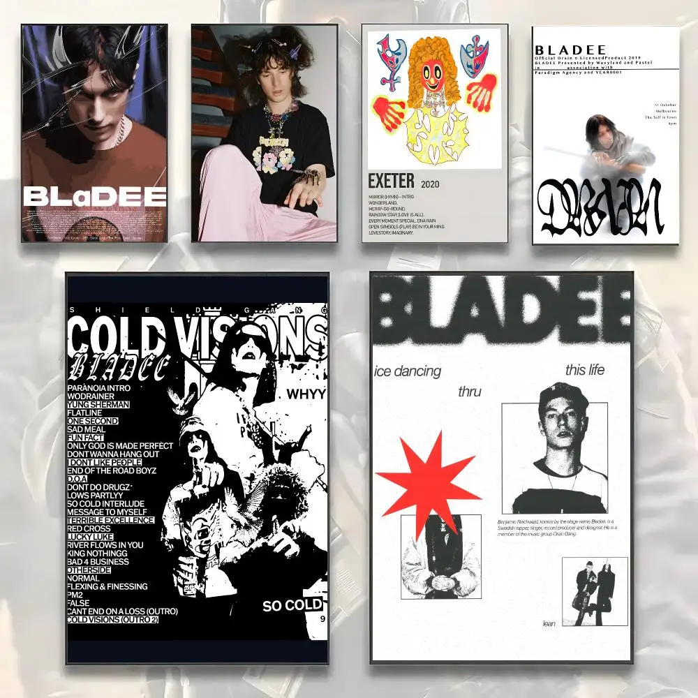 Bladee Singer Drain pop Poster Self-adhesive Advanced Aesthetic Printing Paper Wall Art for Living Room Home Decor