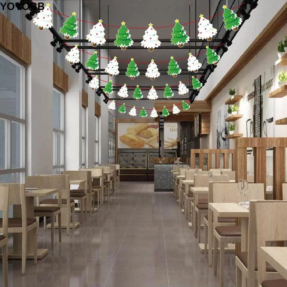 

Santa Claus/Snowman/Xmas Tree Santa Claus Pulling Flag Paper Hanging Christmas Paper Flag Banners 3M Decorative