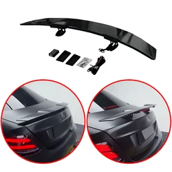 For Universal Sedan Electric Lift Intelligent Spoiler Led Light Trunk Wing ABS Glossy Black Carbon Fiber Look Car Modification