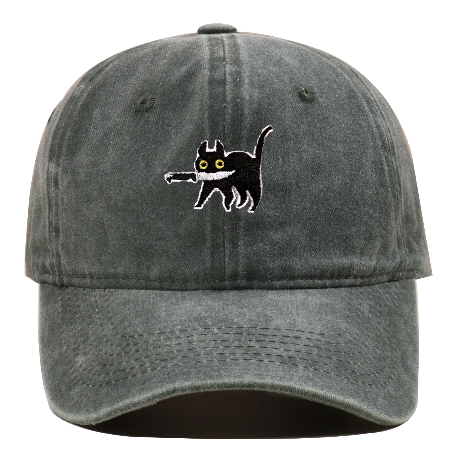 Embroidery knife with Cat Cap Old Summer Spring Baseball Caps Woman Man Couple Soft Washed Top Cap Tide Hats Accessories Gifts view 6