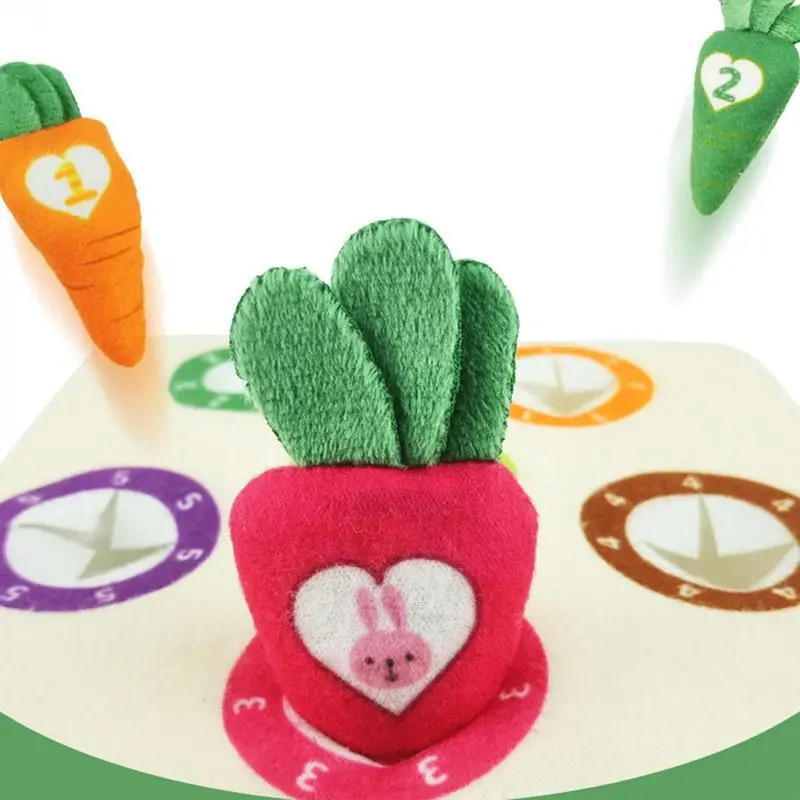 Wooden Carrot Harvest Plush Sorting Toy Early Educational Preschool Montessori Learning Sensory Box Game Toy For Kids Age 1-3