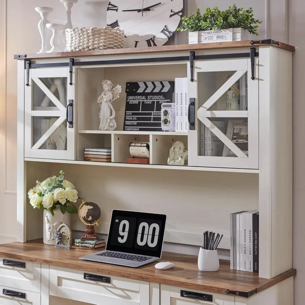 مكتب مزرعة مقاس 60 بوصة مزود بخزانة، مكتب تنفيذي خشبي للمكتب المنزلي مع درج، محطة شحن، صينية لوحة المفاتيح، درج الملفات، Stora #3