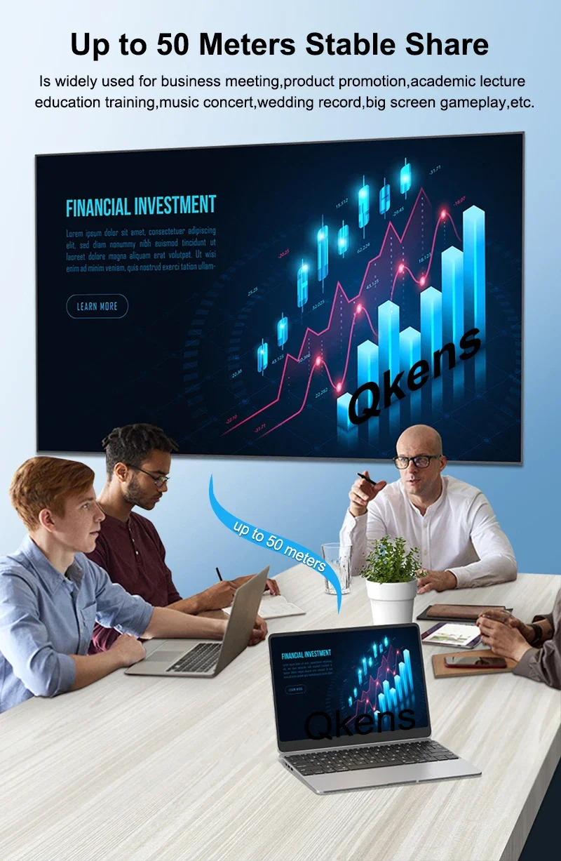 50 メートル 4K ワイヤレス HDMI トランスミッターレシーバーエクステンダーオーディオビデオディスプレイアダプタ投影カメララップトップ PC からテレビプロジェクター